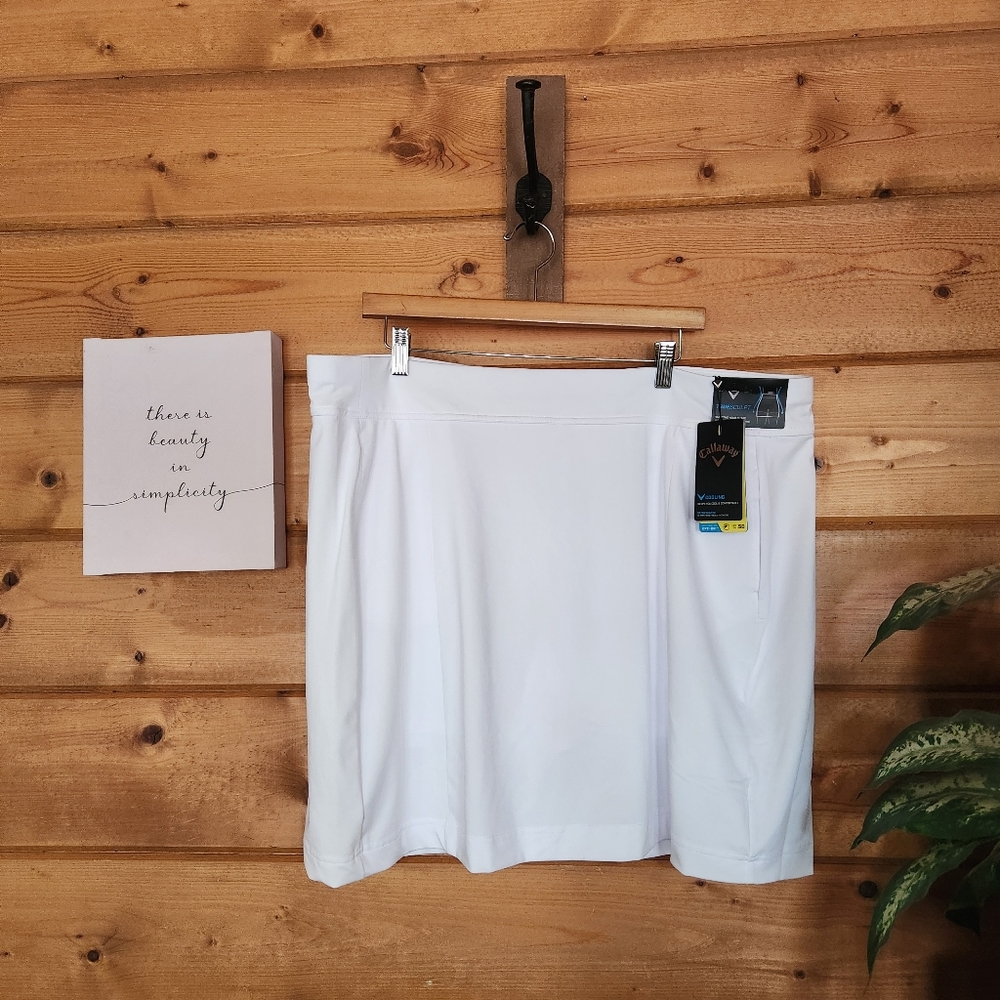 Callaway NWT White TrueSculpt Skort Skirt‎ Tennis Golf Stretch UPF 50 Plus Sz 1X